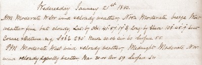 21 January 1880 journal entry